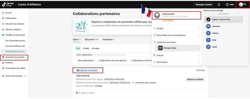 TikTok Shop Affiliate Centre partner collaborations