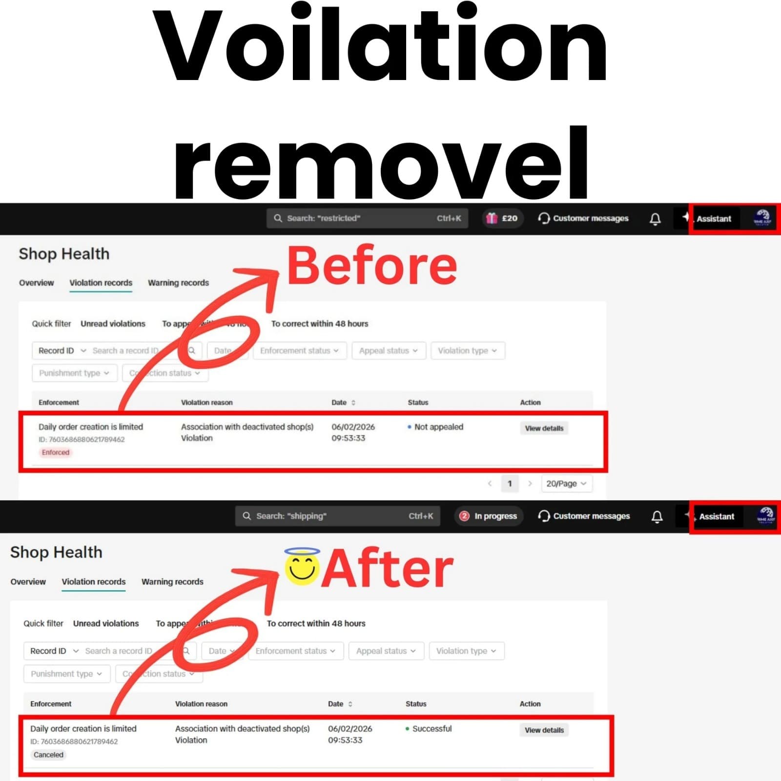 TikTok Shop violation appeal case record